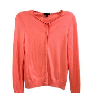 ANN TAYLOR Cardigan Women’s Orange Small 5% Cashmere Glass Buttons.